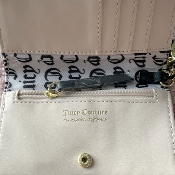 JUICY COUTURE BLACK WITH PINK FLOWERS WALLET - WRISTLET-CROSSBODY - Picture 6 of 10